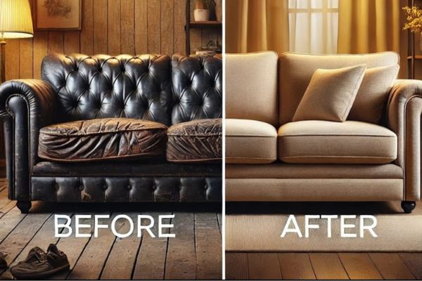 Sofa Upholestry Before & After